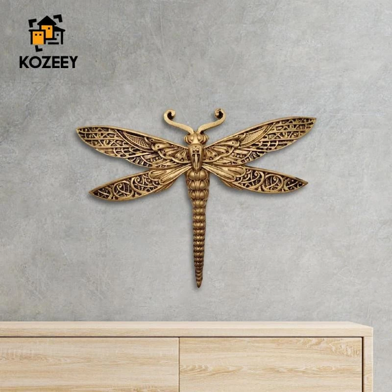KOZEEY Dragonfly Wall Decor Hanging Ornament Vintage Style Stylish Versatile Wall Decor for Porch Office Home Indoor Outdoor Patio