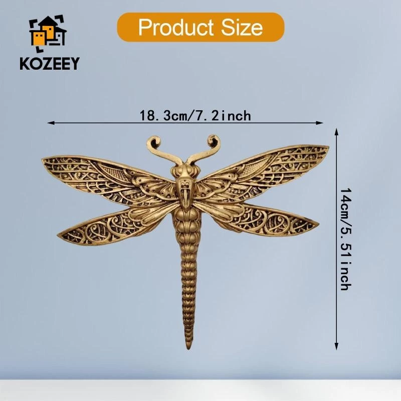 KOZEEY Dragonfly Wall Decor Hanging Ornament Vintage Style Stylish Versatile Wall Decor for Porch Office Home Indoor Outdoor Patio