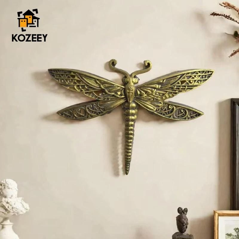 KOZEEY Dragonfly Wall Decor Hanging Ornament Vintage Style Stylish Versatile Wall Decor for Porch Office Home Indoor Outdoor Patio