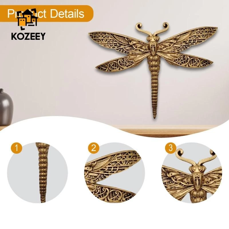 KOZEEY Dragonfly Wall Decor Hanging Ornament Vintage Style Stylish Versatile Wall Decor for Porch Office Home Indoor Outdoor Patio