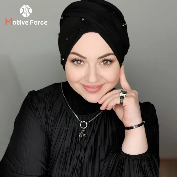 Motive Force Muslim Women Fashion Soft and comfortable Turban Instant Hijab Pearl
