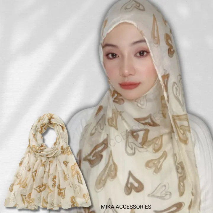 Ready Stock Tudung Shawl Fashion Printed Cotton Shawl Murah Simple Voile scarf Muslim Hijab Long Wide Shawl