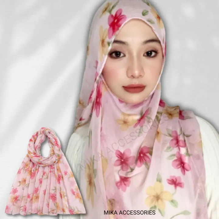 Ready Stock Tudung Shawl Fashion Printed Cotton Shawl Murah Simple Voile scarf Muslim Hijab Long Wide Shawl