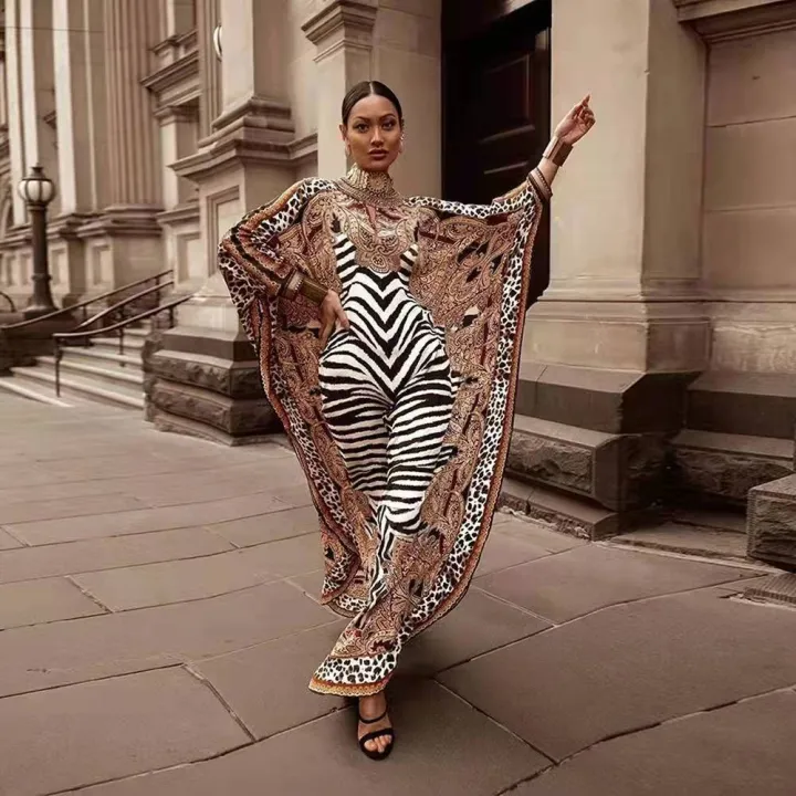 Middle Eastern Dubai Turkey Printed Dress Muslim Fashion Dresses Plus Size Loose Robe Islamic Abayas Prayer Service Clothing