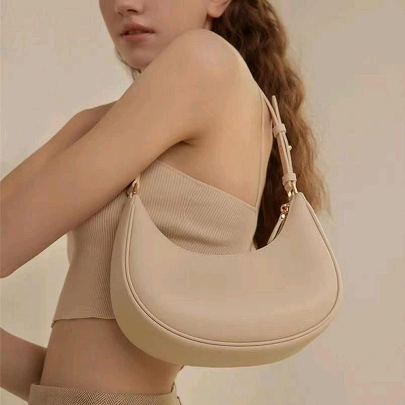 Women's Shoulder Bag | Women's shoulder bag, moon-shaped leather shoulder bag