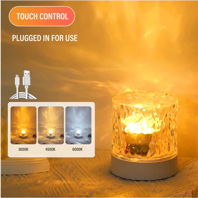 SPRISE LED Rotating Ripple Light Colorful Ambient Gift Lamp Adjustable Bedroom Bedside Table Light Touch Control with