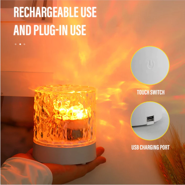 SPRISE LED Rotating Ripple Light Colorful Ambient Gift Lamp Adjustable Bedroom Bedside Table Light Touch Control with