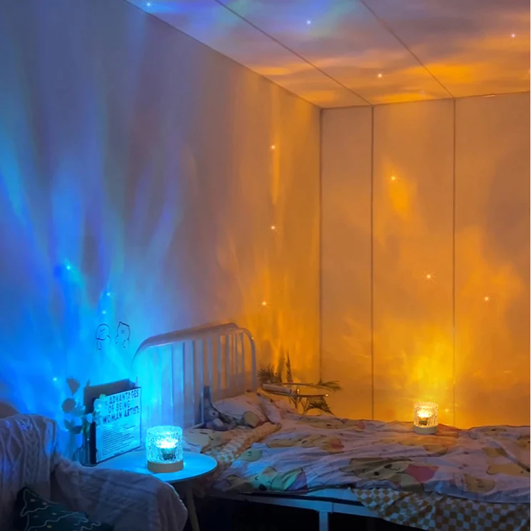 SPRISE LED Rotating Ripple Light Colorful Ambient Gift Lamp Adjustable Bedroom Bedside Table Light Touch Control with