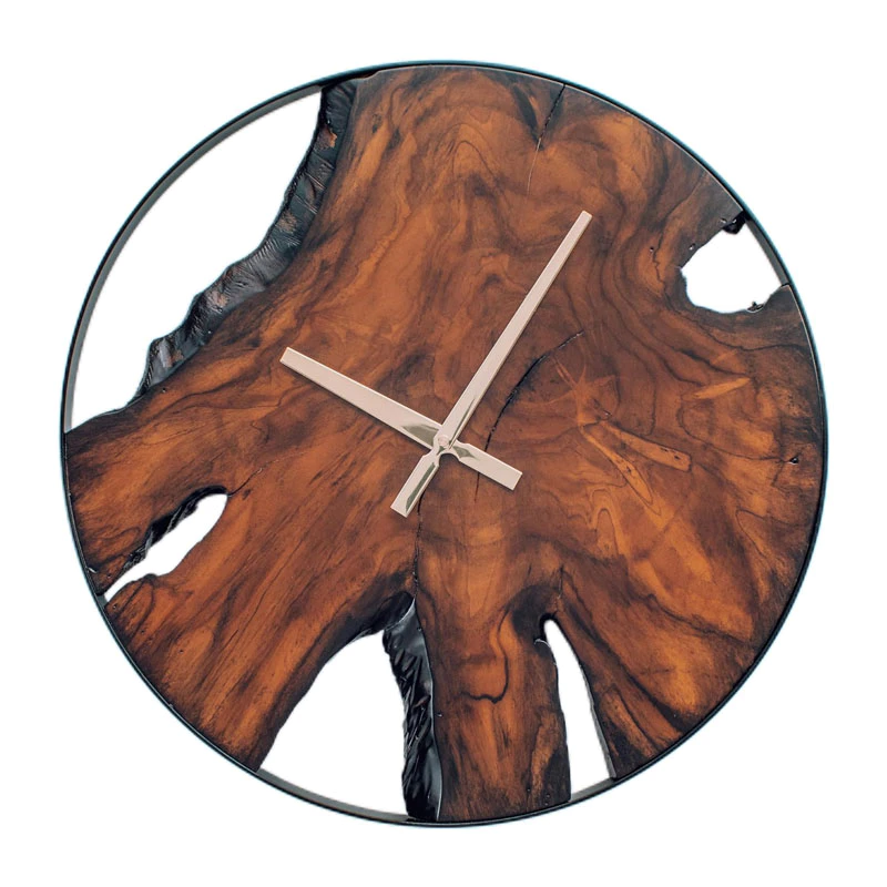 Rustic Wooden Wall Clock Silent Quartz – Jam Dinding Kayu Moden Antik Hiasan Rumah Ruang Tamu & Bilik Tidur