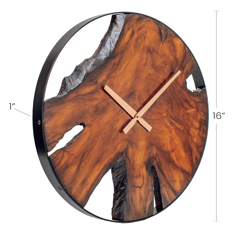 Rustic Wooden Wall Clock Silent Quartz – Jam Dinding Kayu Moden Antik Hiasan Rumah Ruang Tamu & Bilik Tidur
