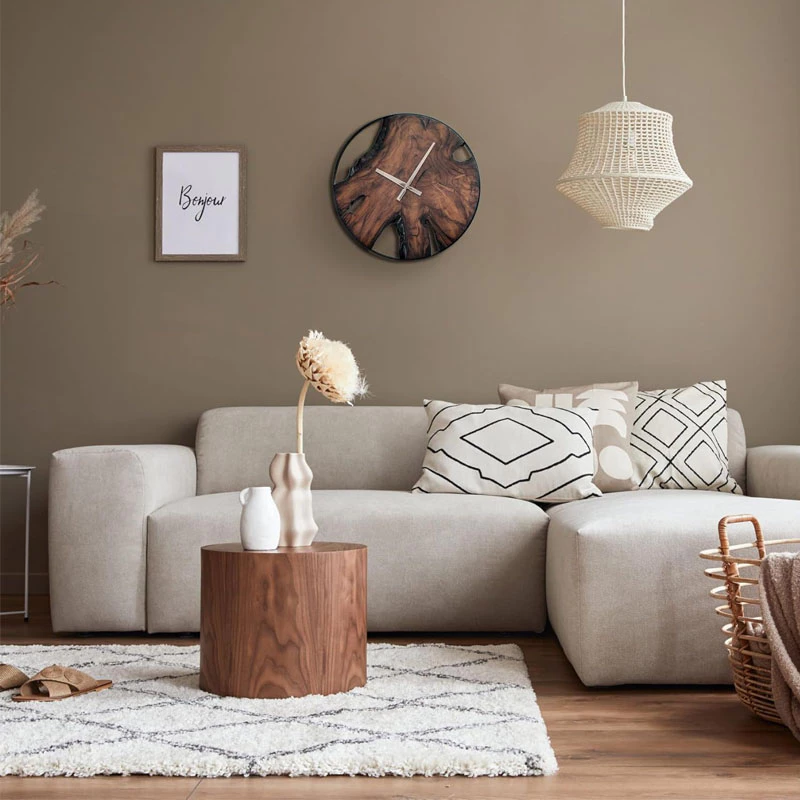 Rustic Wooden Wall Clock Silent Quartz – Jam Dinding Kayu Moden Antik Hiasan Rumah Ruang Tamu & Bilik Tidur