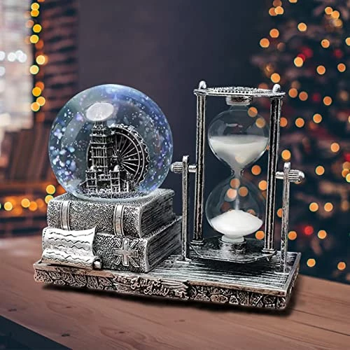 LED Crystal Ball Hourglass Decor Music Box Snow Globe 30 Second Timer Decorations for Home Table Decorations for Living Room Shelf Decor Accents