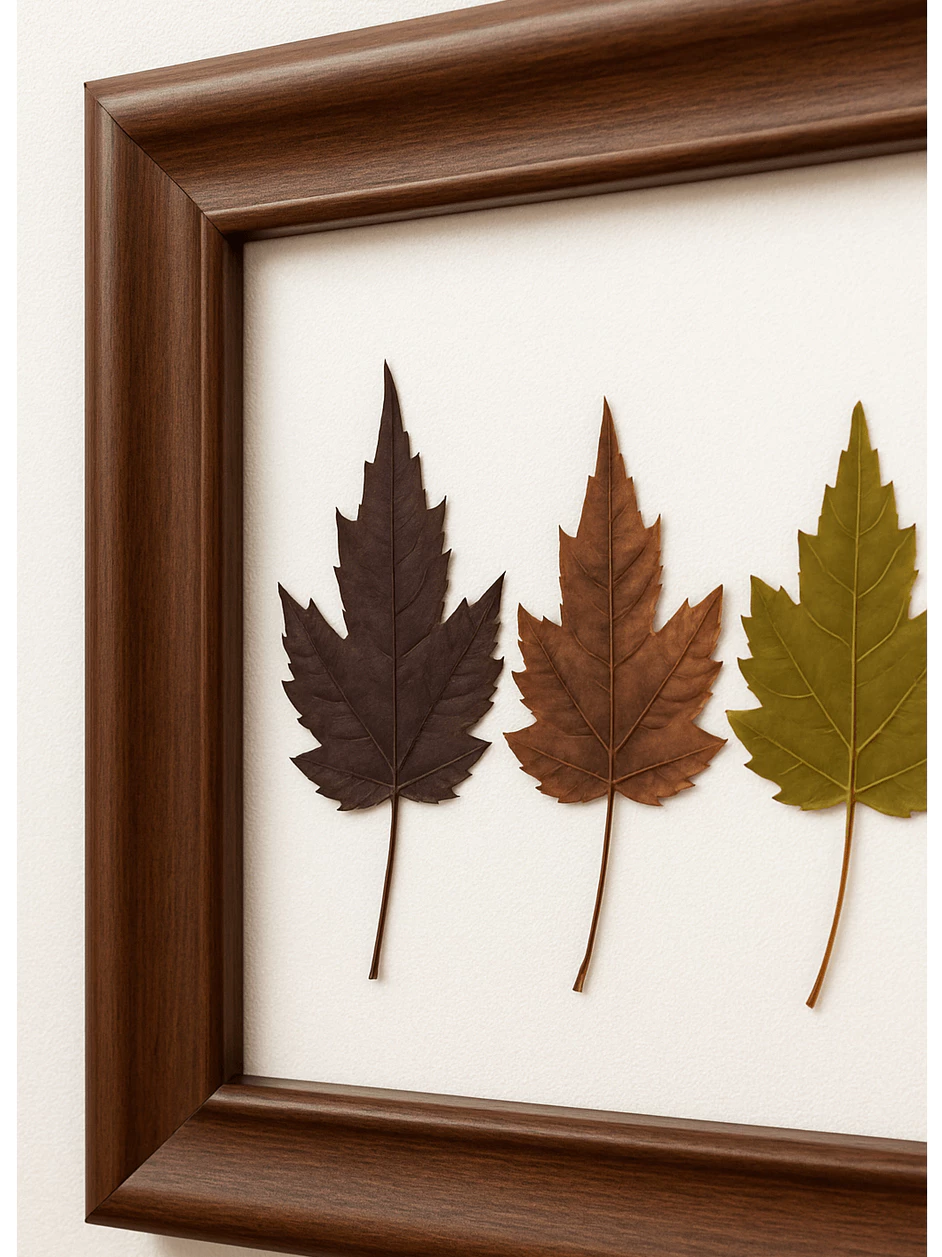 Premium Real Canadian Maple Leaf Frame – Solid Wood, Matte Non-Glare Glass, Nature Wall Art, Gift for Home/Office