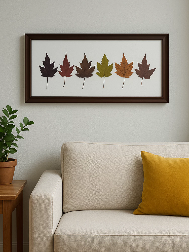 Premium Real Canadian Maple Leaf Frame – Solid Wood, Matte Non-Glare Glass, Nature Wall Art, Gift for Home/Office