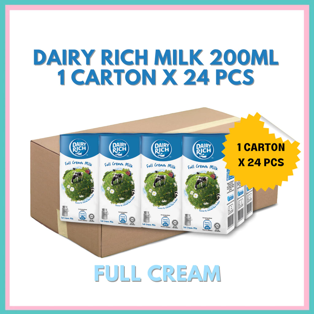 [200MLx24] Carton DAIRY RICH Milk Full Cream/Chocolate/Banana/Strawberry/Banana 200ml