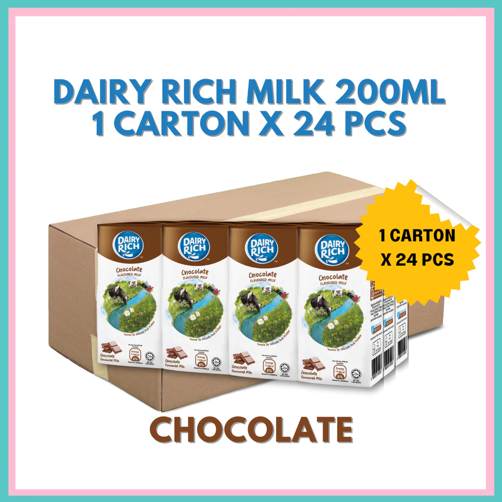 [200MLx24] Carton DAIRY RICH Milk Full Cream/Chocolate/Banana/Strawberry/Banana 200ml