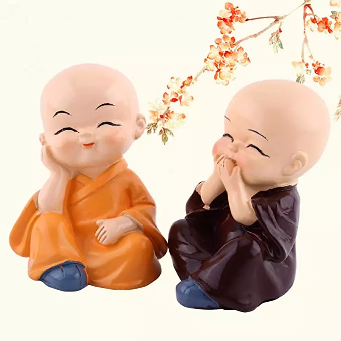 4 Pieces Cute Four Are Not Little Monks Set Statue Sage/Kung Fu Buddha Figurine Monk Crafts/Environmental protection resin monks