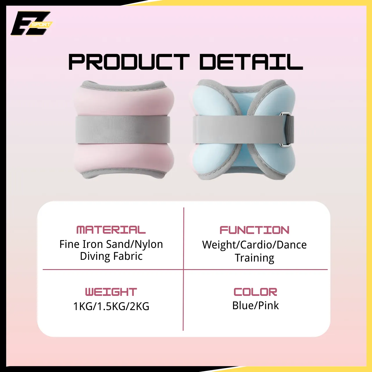 1Pair Ankle Weight Wrist Sandbag | 1/1.5/2kg Adjustable Weight SandBag | Pemberat Kaki & Tangan | 负重绑腿沙袋