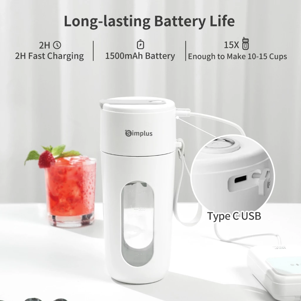 Simplus Juice Cup Portable Multi-functional 丨400ML丨Wireless丨Electric Juicer丨Ice Crusher丨Typce-C Charging ZZJH006