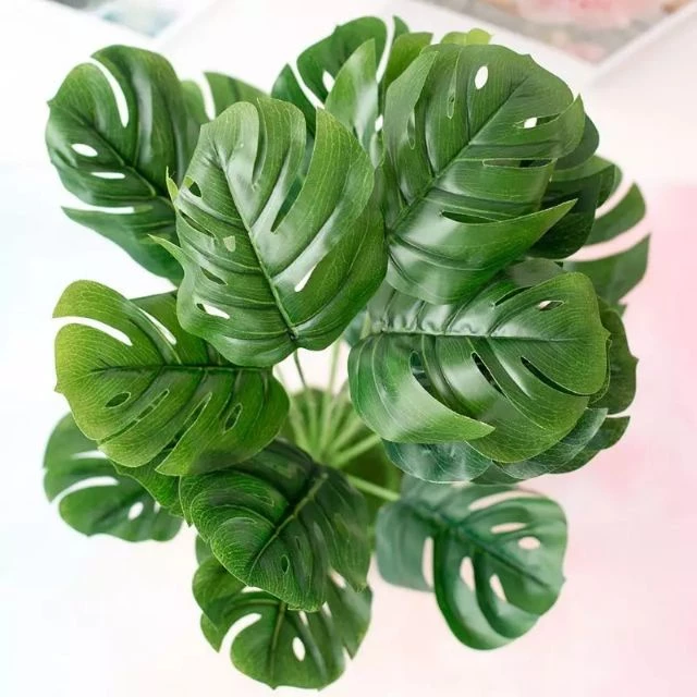 Artificial Monstera Green Leaf Plant 18 Daun Pokok Hiasan Plastik Dalam Rumah Fake Plants Home Decor