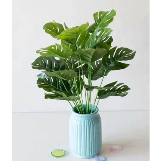 Artificial Monstera Green Leaf Plant 18 Daun Pokok Hiasan Plastik Dalam Rumah Fake Plants Home Decor