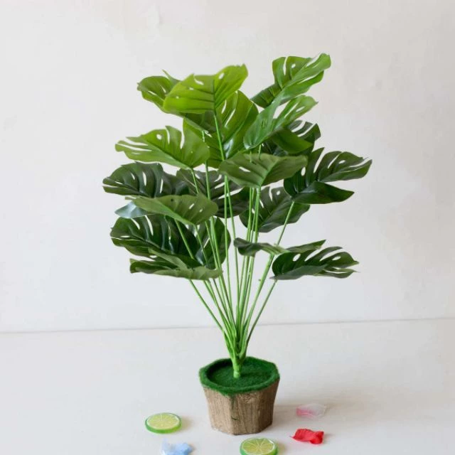 Artificial Monstera Green Leaf Plant 18 Daun Pokok Hiasan Plastik Dalam Rumah Fake Plants Home Decor