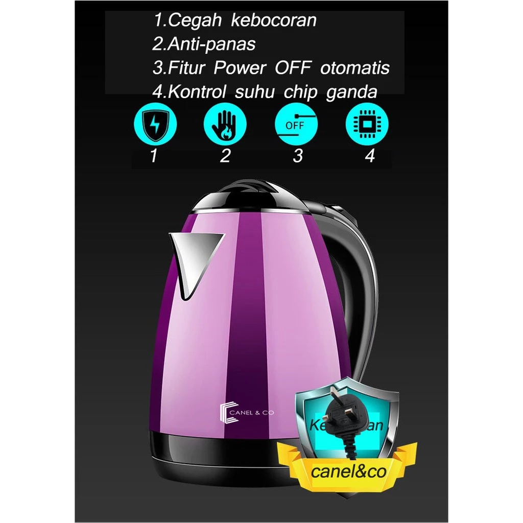 CANEL&CO [ 2L ] Stainless Steel Electric Automatic Jug Kettle Ketel listrik 2 Litre Cerek Elektrik Malaysia
