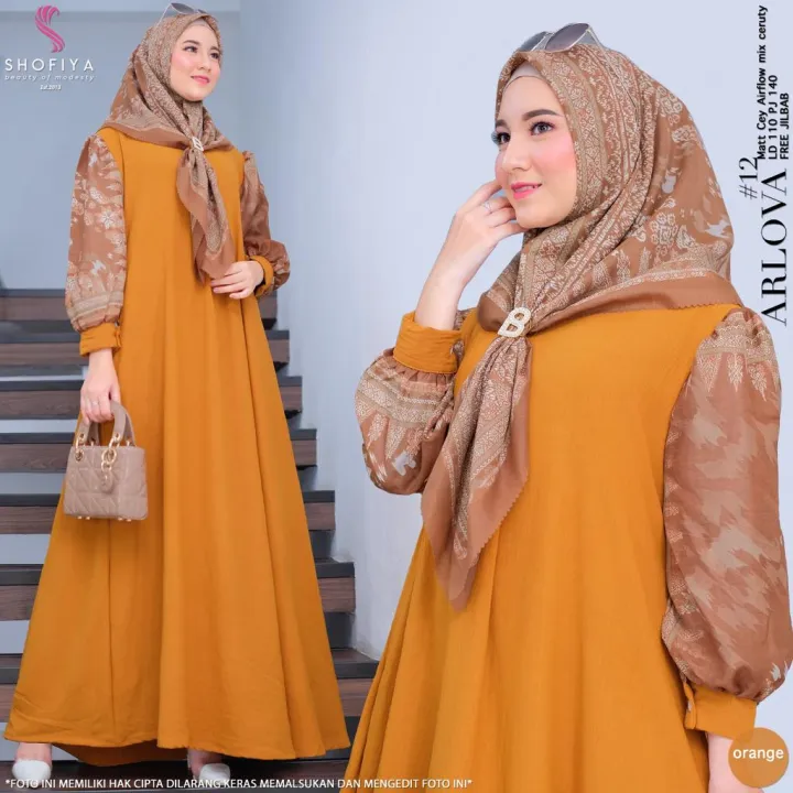 Arliva Dresses Jubah Hari Raya Hijabs Fashion Long Dress Gamis Abaya Pree order ETA 12 Hari