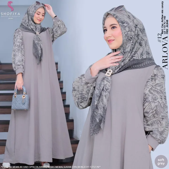 Arliva Dresses Jubah Hari Raya Hijabs Fashion Long Dress Gamis Abaya Pree order ETA 12 Hari