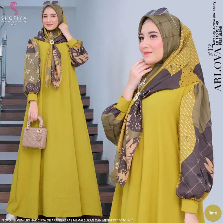 Arliva Dresses Jubah Hari Raya Hijabs Fashion Long Dress Gamis Abaya Pree order ETA 12 Hari