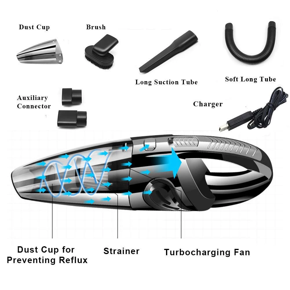 REDBUZZ Rechargeable Wireless Cordless Vacuum Cleaner Portable Handheld Car Household Vacumn Cleaner 120W Dry Wet Vacuum