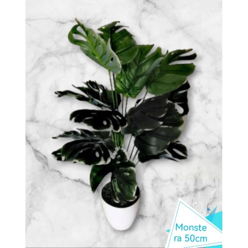 1 Bouquet Artificial Plastic Monstera Leaf Green Plant Home Hotel Cafe Decor