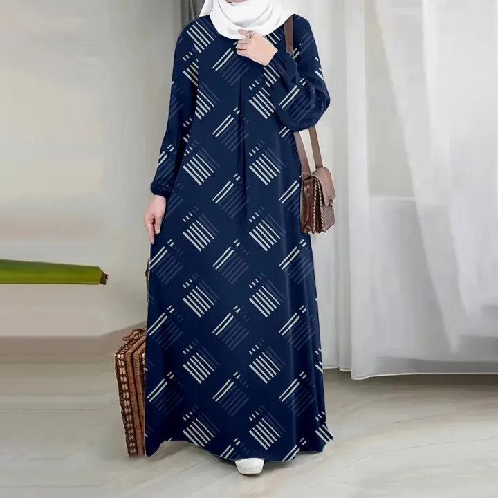 Muslim kaftan, for women, flare sleeve, loose dress, luxury print,