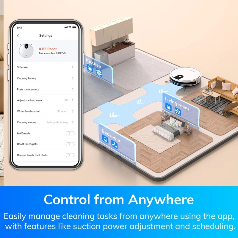 ILIFE V9/V9 pro Wet / Dry Robot Vacuum Cleaner With Mop Robot 3000Pa APP WiFi