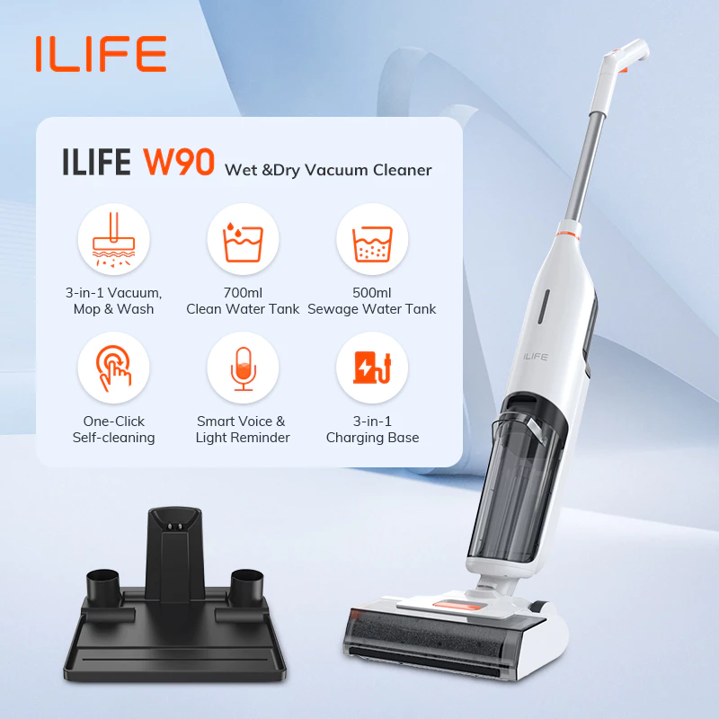 ILIFE W90 Cordless Wet And Dry Vacuum Cleaner Self-cleaning (Floor Mop Washer)