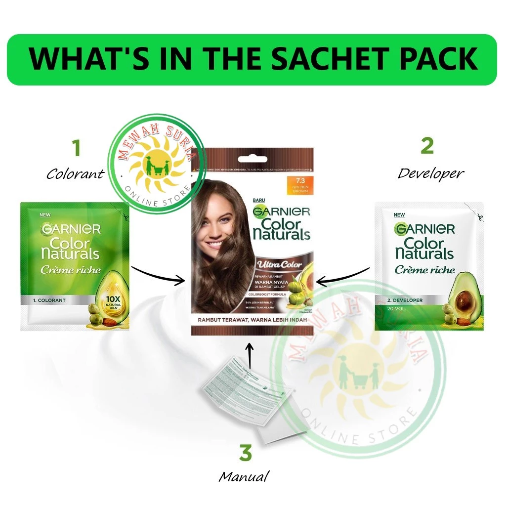 HAIR COLOUR NATURALS / PERWARNA RAMBUT / HAIR DYE / SACHET