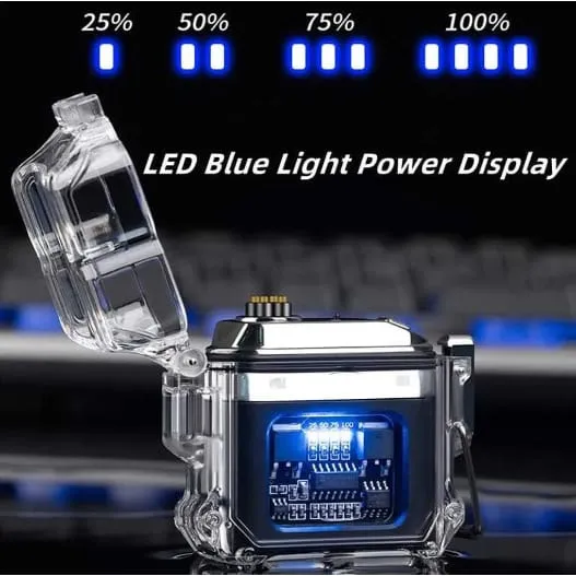 Double Arc Lighter USB Rechargeable Waterproof Electronic Transparent Fashion Lighter for Men, Gadgets for Men Camping Hiking Survival Tactical