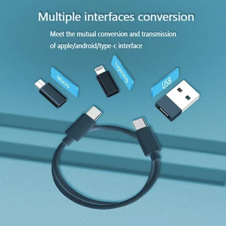 Black-Mini Multifunctional Storage Box 60W USB Data Cable Fast Charging Cable Digital Electronic Gadget Storage Set