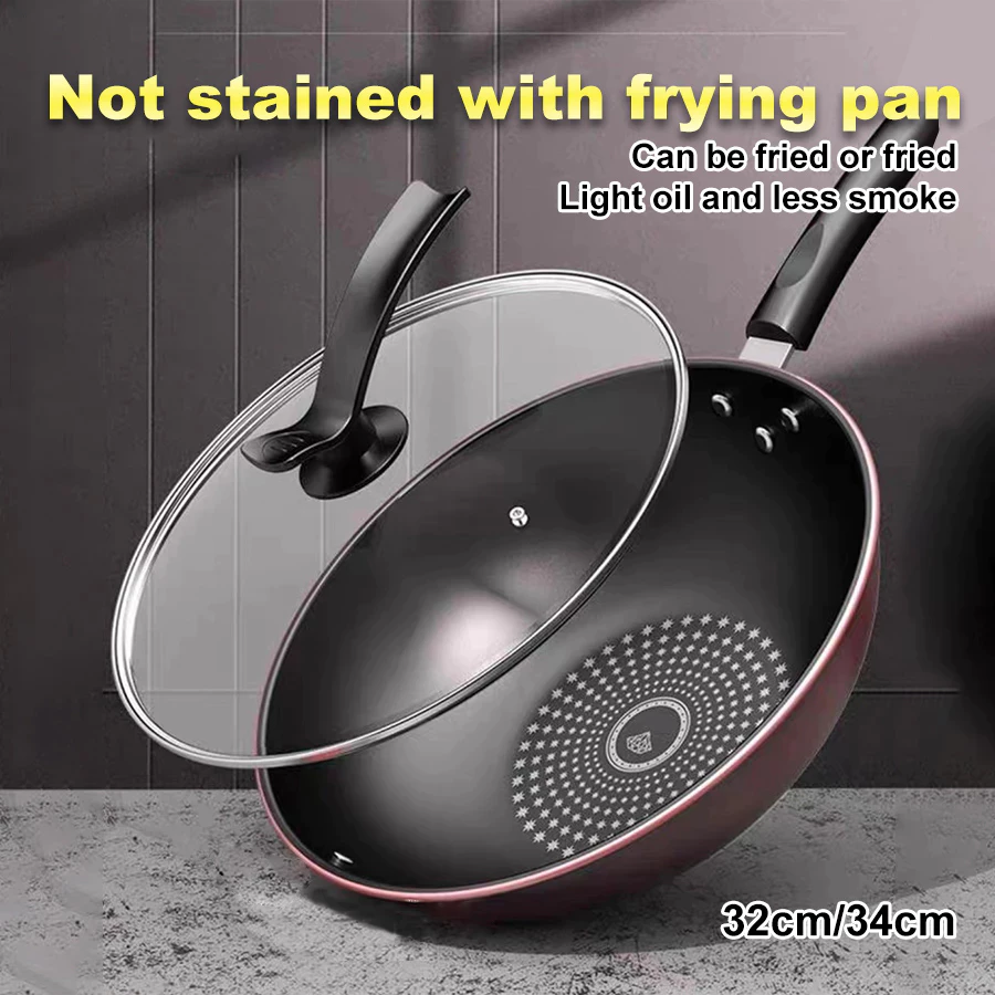 32CM/34CM Non Stick Pan Composite Diamond Coating High Quality Non Stick Kitchen Iron Frying Pan