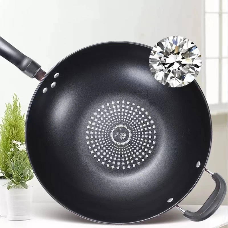 32CM/34CM Non Stick Pan Composite Diamond Coating High Quality Non Stick Kitchen Iron Frying Pan