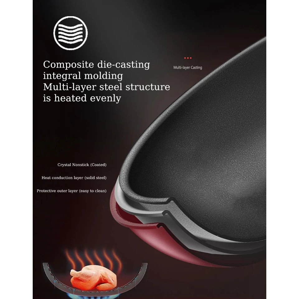 32CM/34CM Non Stick Pan Composite Diamond Coating High Quality Non Stick Kitchen Iron Frying Pan