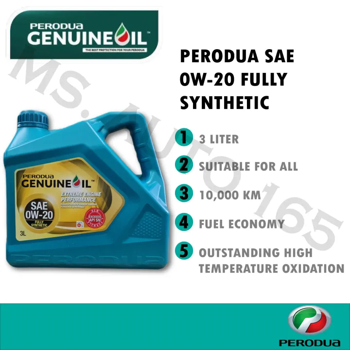 买一送一ORI Perodua 0w20 - 3L - 3.5L Fully Synthetic Engine Oil 0w-20 Minyak Hitam Enjin Kereta Car Perodua Axia Myvi Aruz Bezza