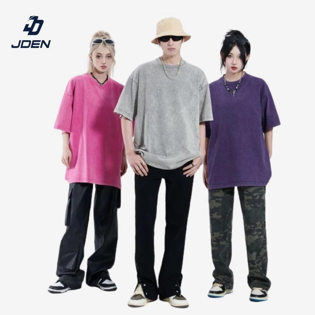 JDEN Oversized 250gsm Batik Retro Dyed Washed T-shirt (Unisex) - Cotton Baju Tshirt Lelaki Perempuan Street Vintage