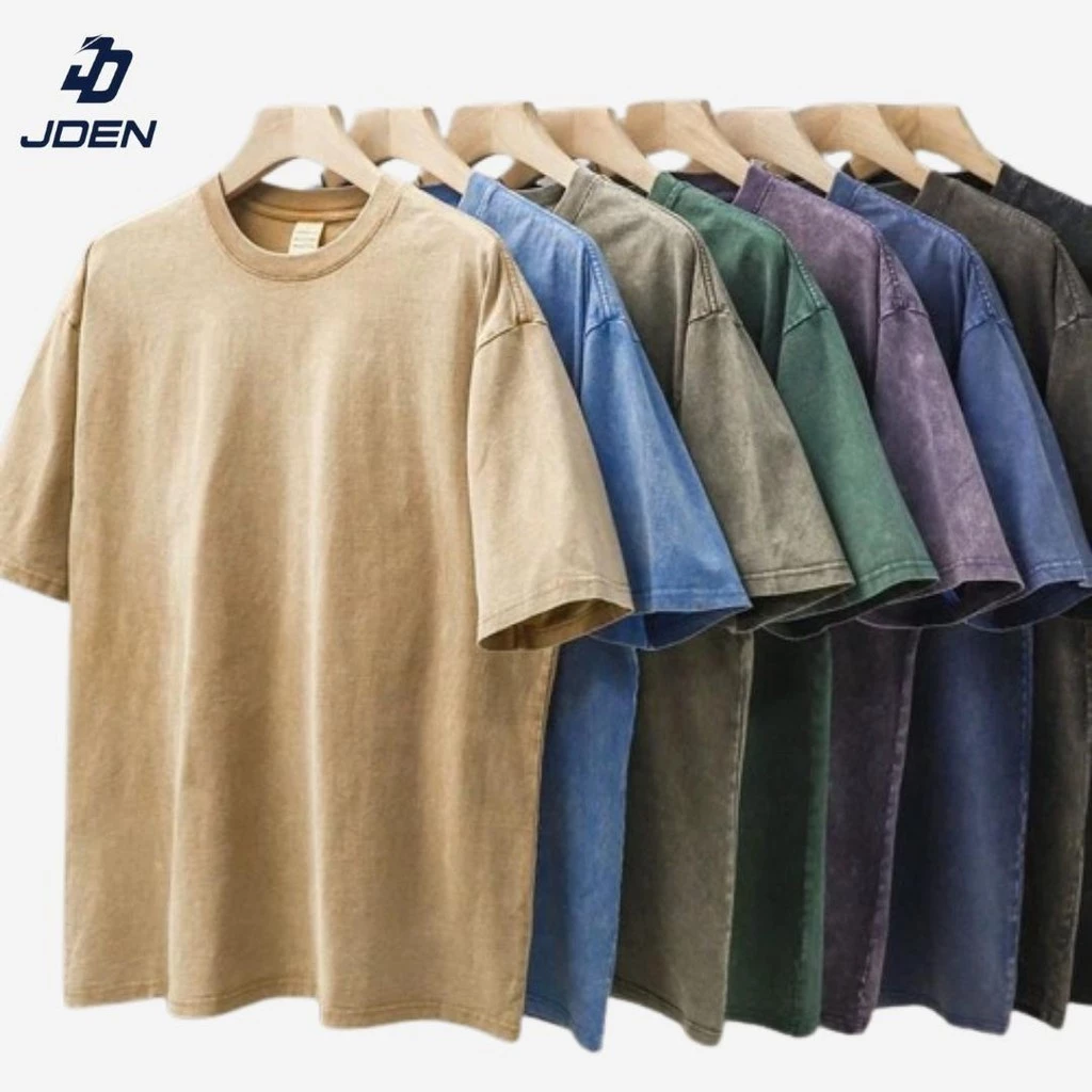 JDEN Oversized 250gsm Batik Retro Dyed Washed T-shirt (Unisex) - Cotton Baju Tshirt Lelaki Perempuan Street Vintage