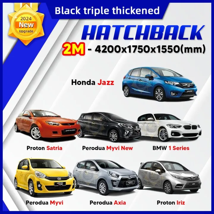 SANTINO Black Car Cover Outdoor Protection Waterproof Water Resistant Rain Dust Kain Tutup Selimut Penutup Kereta 汽車遮陽