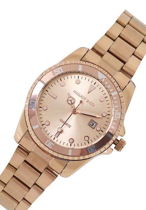 Milliot & Co Victoria Rose Gold Stainless Steel Strap Watch