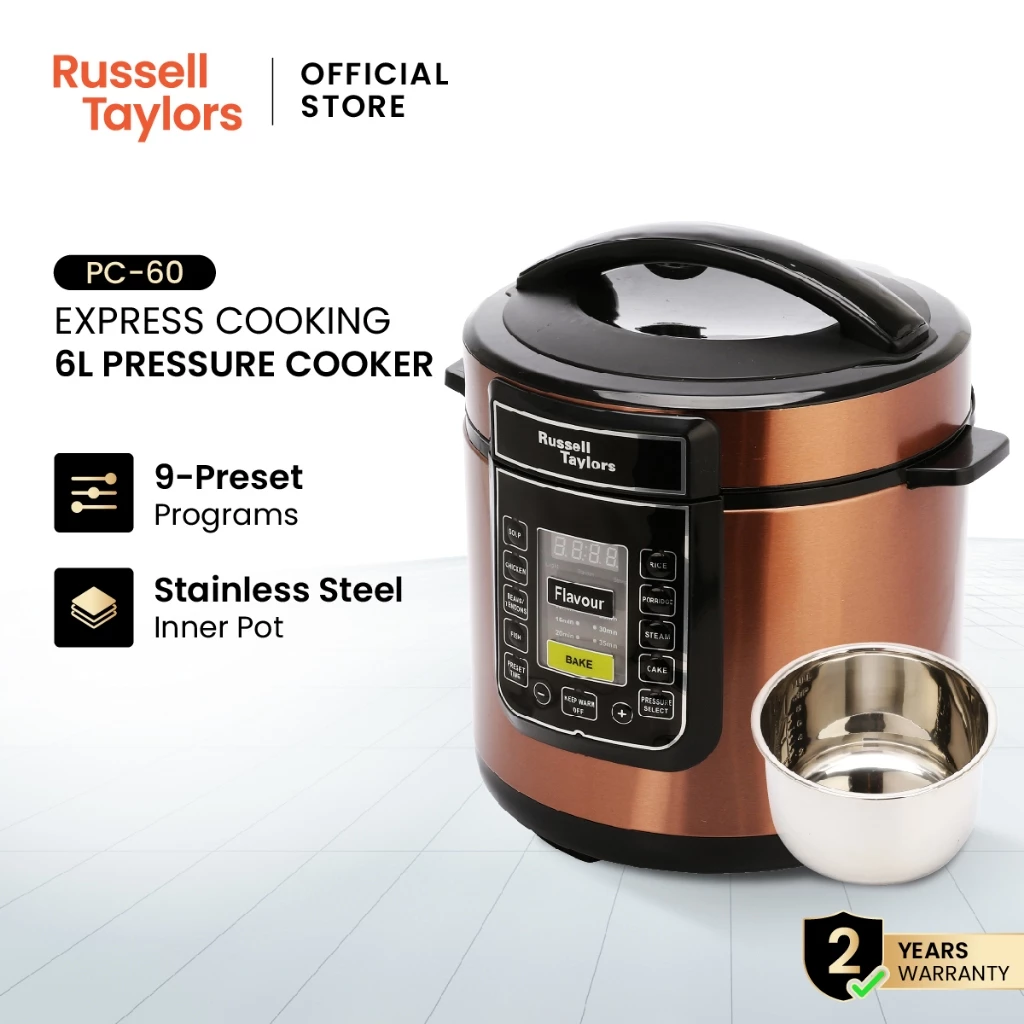 Russell Taylors Pressure Cooker Stainless Steel Pot PC-60 Rice Cooker (6L)