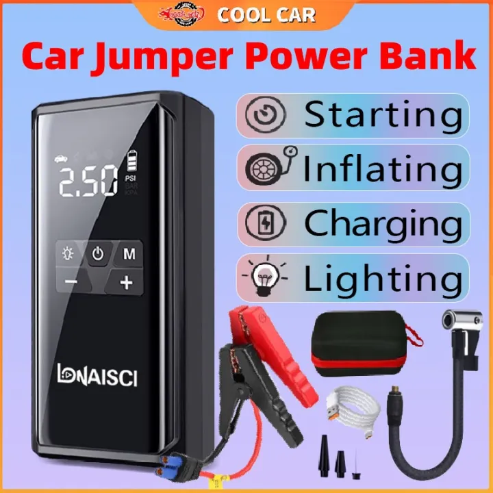 4in 1 Car Jumper Power Bank 99800mAh Jump Starter 12V heavy duty 24v Car Start Jumper Kereta Portable Pump Tire Inflator