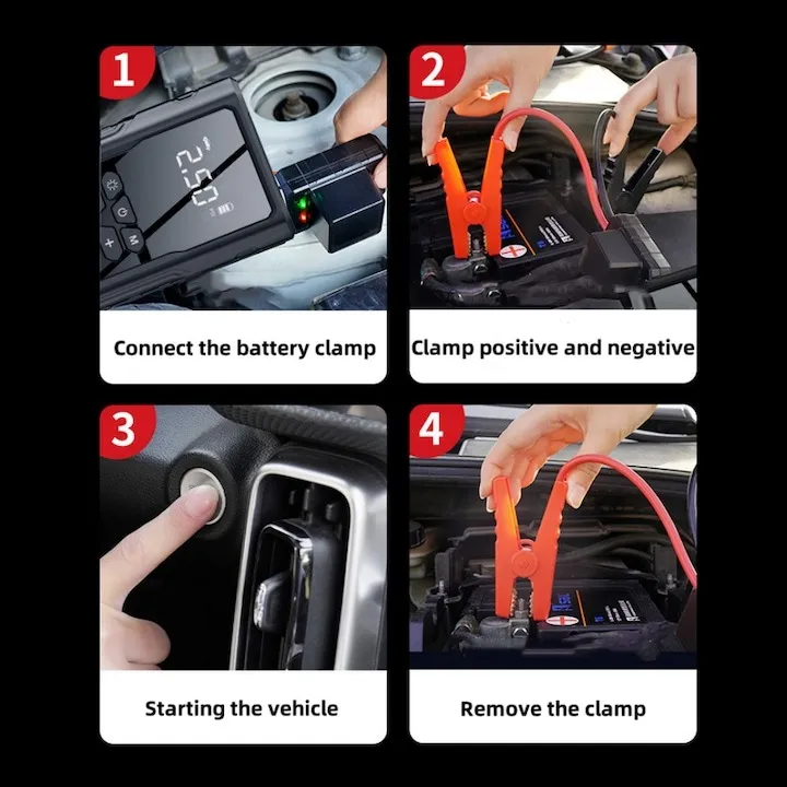 4in 1 Car Jumper Power Bank 99800mAh Jump Starter 12V heavy duty 24v Car Start Jumper Kereta Portable Pump Tire Inflator