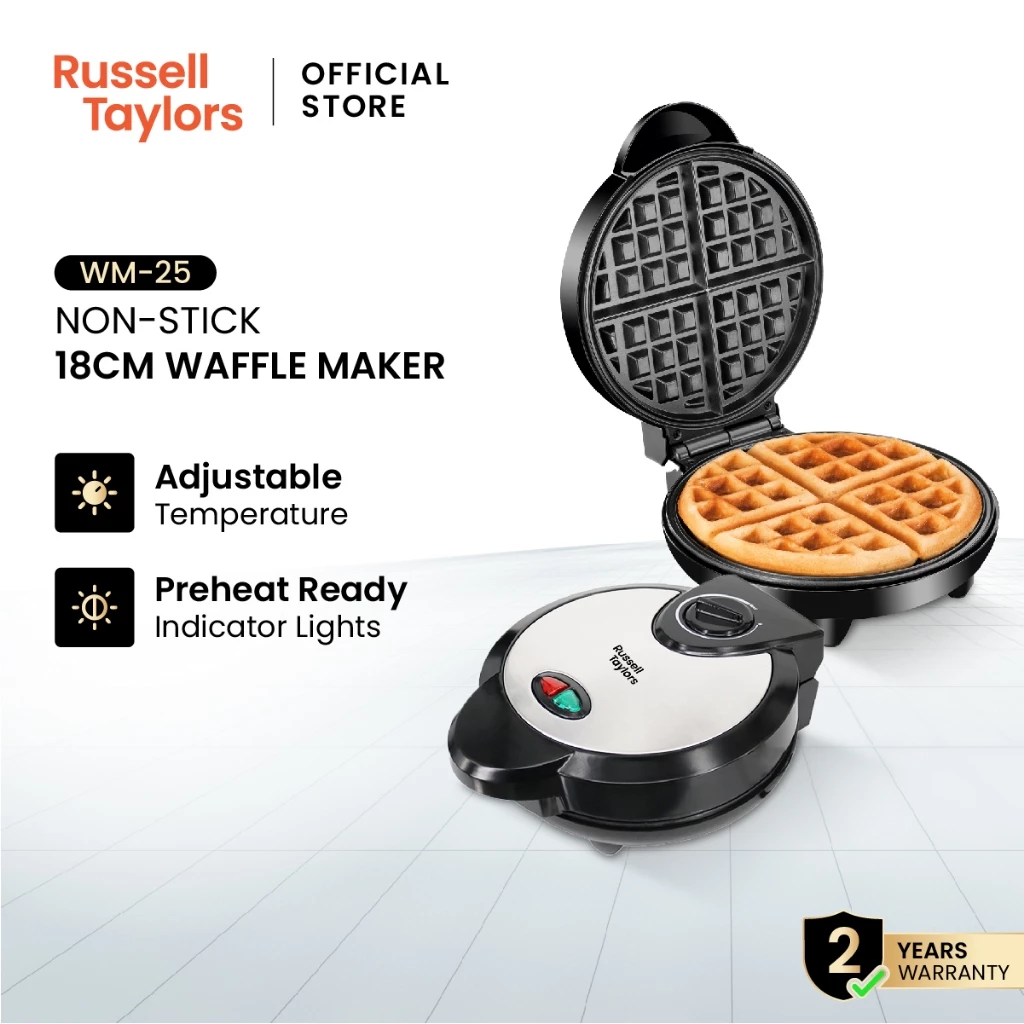 Russell Taylors Stainless Steel Belgian Waffle Maker Temperature Control WM-25